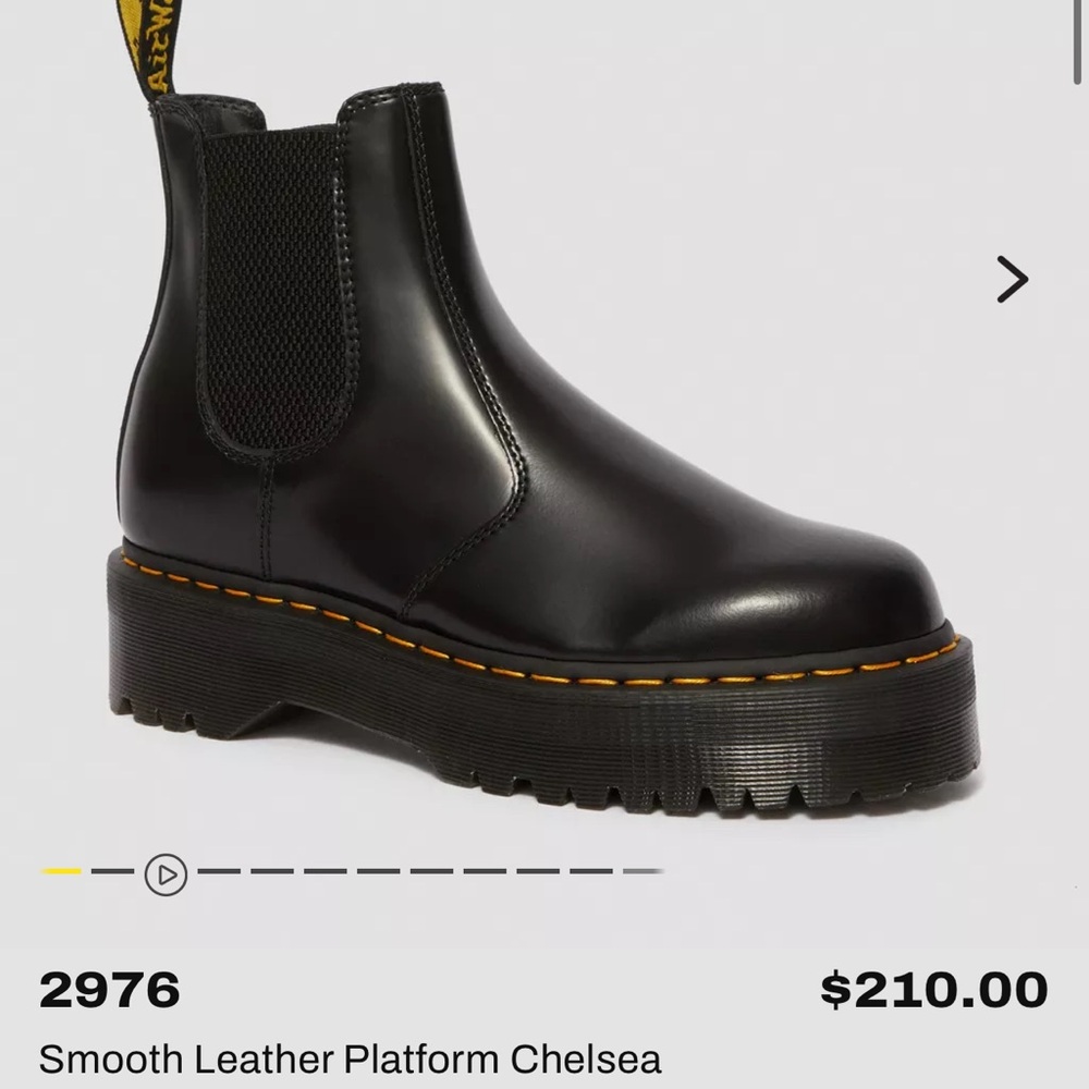 Dr. Martens Black Leather Platform Chelsea Boots - Picture 2 of 8